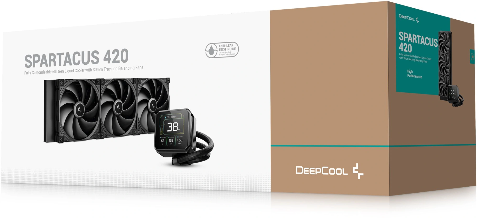 Система водяного охлаждения Deepcool Spartacus 420 ARGB Soc-AM5/AM4/1200/1700/1851 черный 4-pin 32.89dB Al LCD 2647gr Ret (R-SPT420-BKDSMP-G-1)