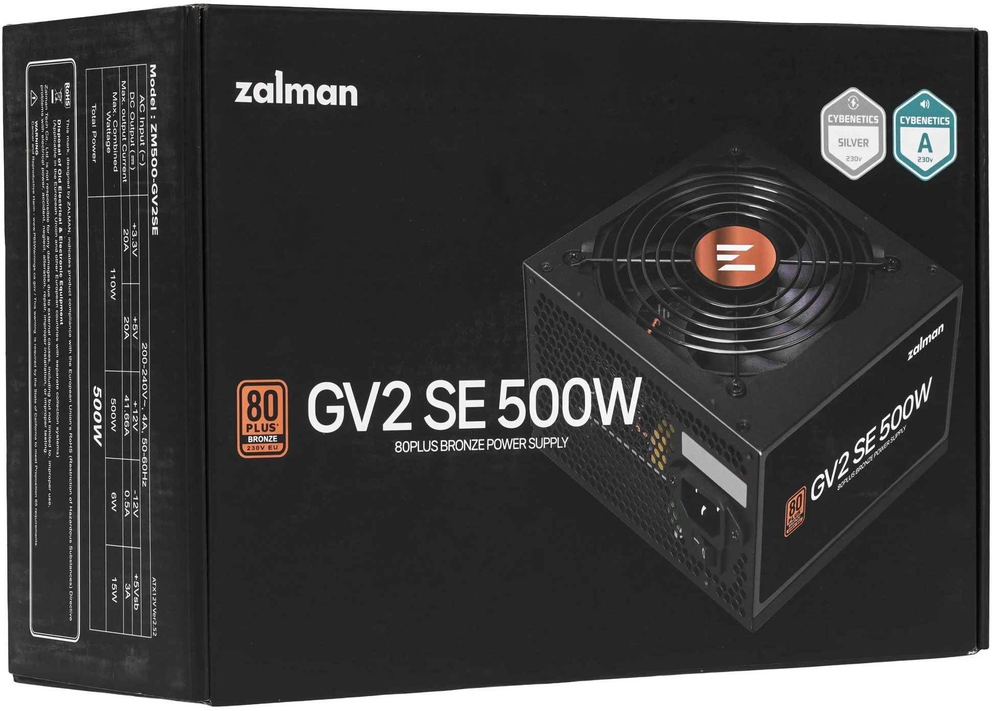 Блок питания Zalman ATX 500W ZM500-GV2SE 80+ bronze (20+4pin) 120mm fan 6xSATA RTL