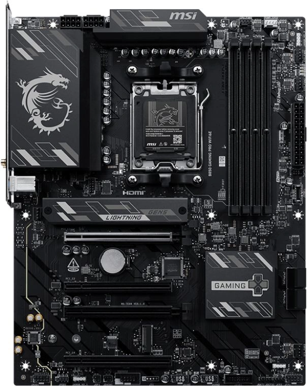 Материнская плата MSI B850 GAMING PRO WIFI6E Socket AM5 AMD B850 4xDDR5 ATX AC`97 8ch(7.1) 2.5Gg RAID+HDMI+DP