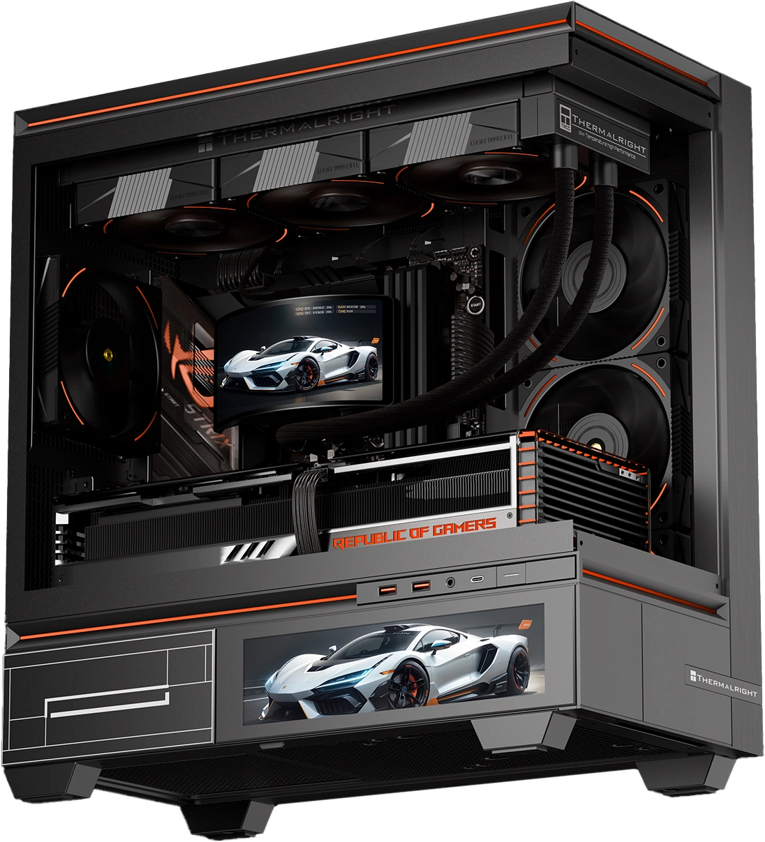 Система водяного охлаждения Thermalright Rainbow Vision 360 Turbo ARGB Soc-AM5/AM4/1200/1700/1851 черный 4-pin 44.7dB Al LCD Ret (R-VISION-TURBO-360-BL-ARGB)