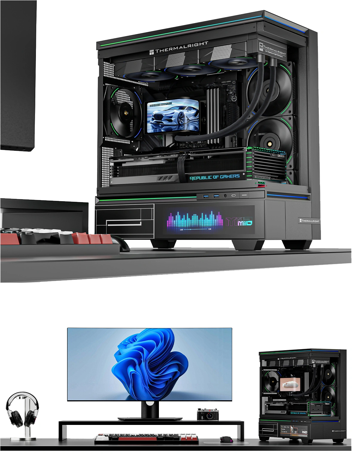 Система водяного охлаждения Thermalright Wonder Vision 360 Turbo ARGB Soc-AM5/AM4/1200/1700/1851 черный 4-pin 44.7dB Al LCD Ret (W-VISION-TURBO-360-BL-ARGB)