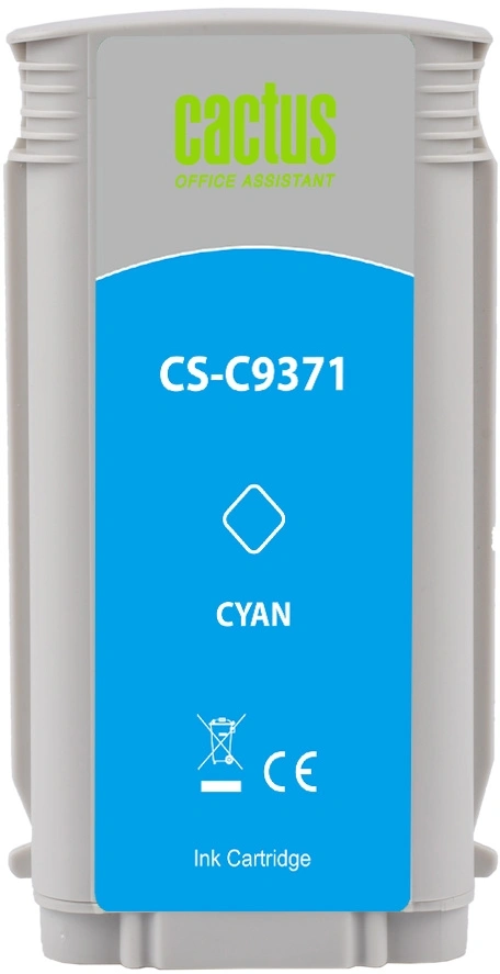 Картридж струйный Cactus CS-C9371 №72 фото голубой (130мл) для HP DJ T610/T620/T770/T1100/T1100/T1120/T1200