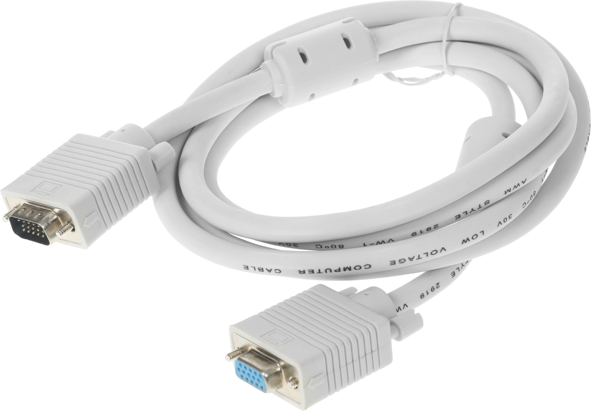 Кабель-удлинитель Buro CAB015S-06 VGA (m) VGA (f) 1.8м феррит.кольца серый